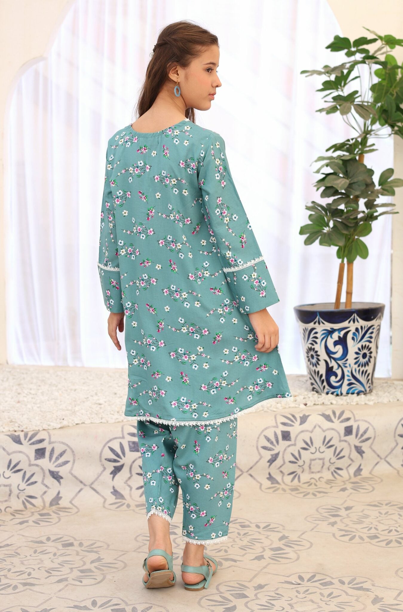 Turquoise Blossom – 2pc Linen