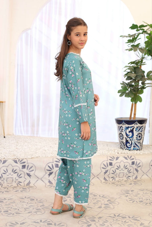 Turquoise Blossom – 2pc Linen