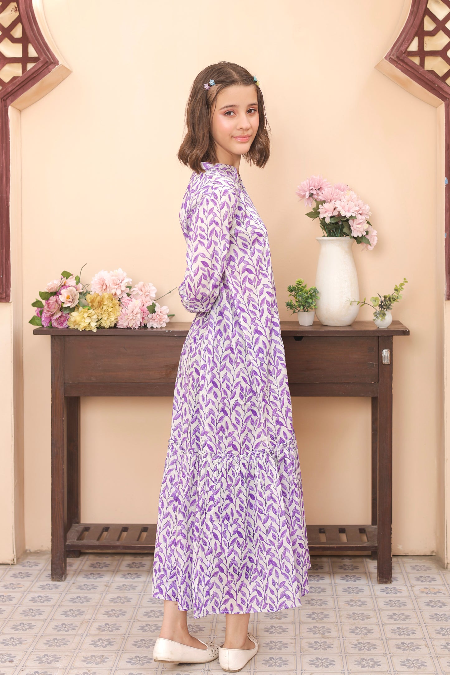 Purple Leaf - Cotton Lawn