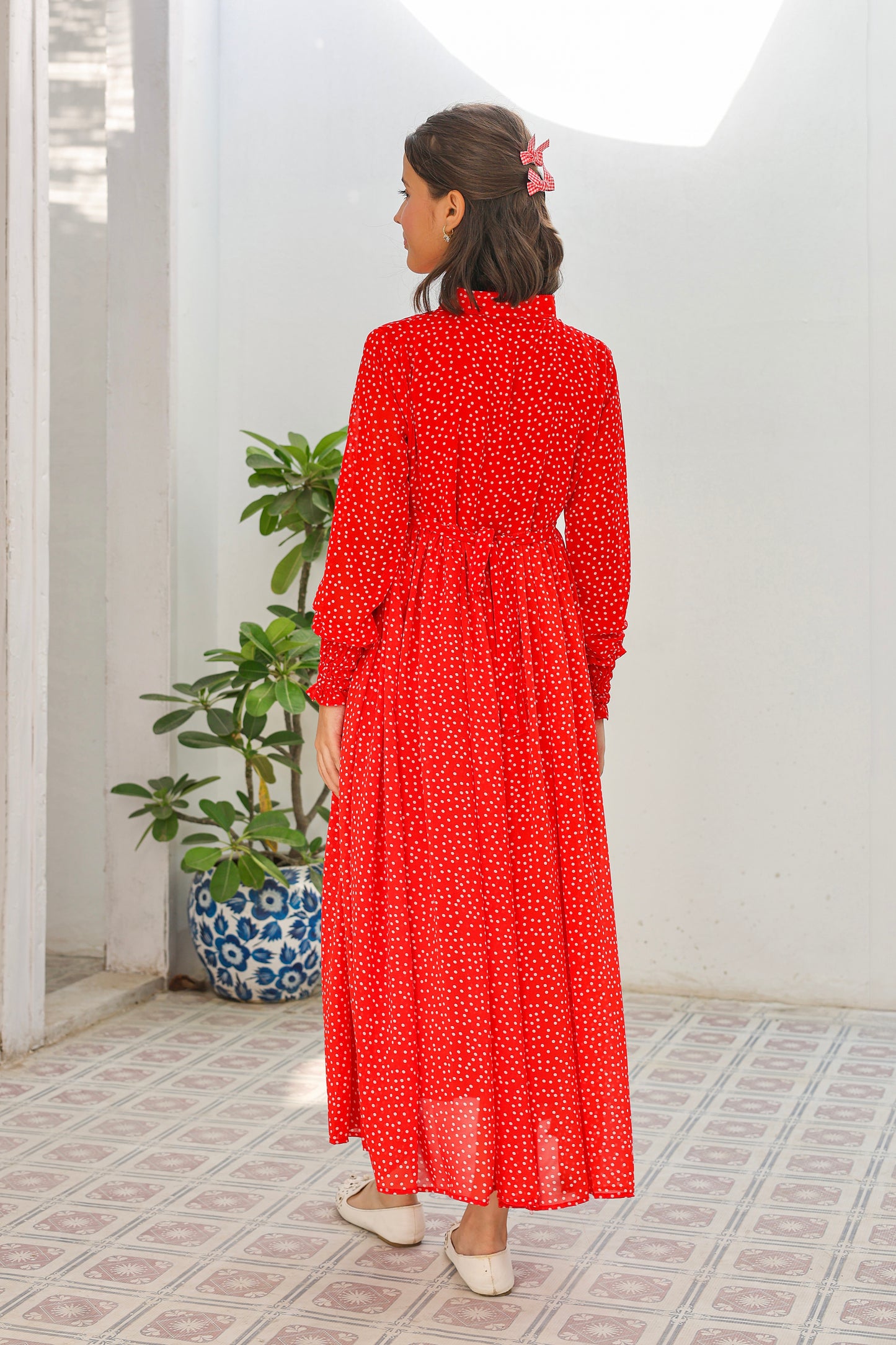 Red polka - Chiffon