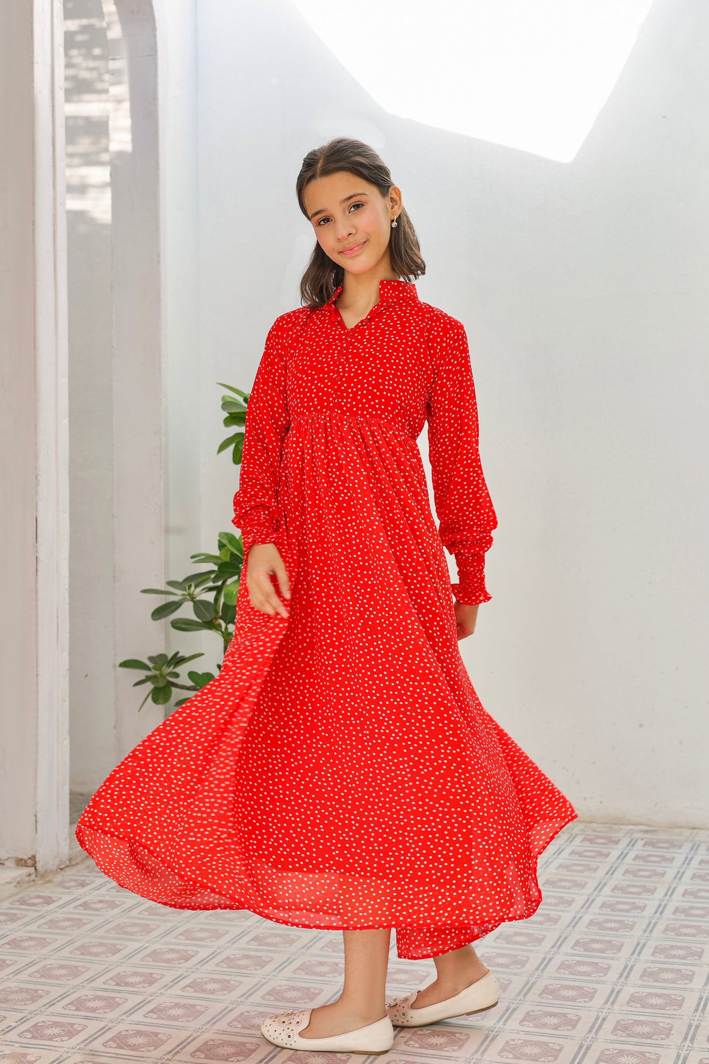 Red polka - Chiffon