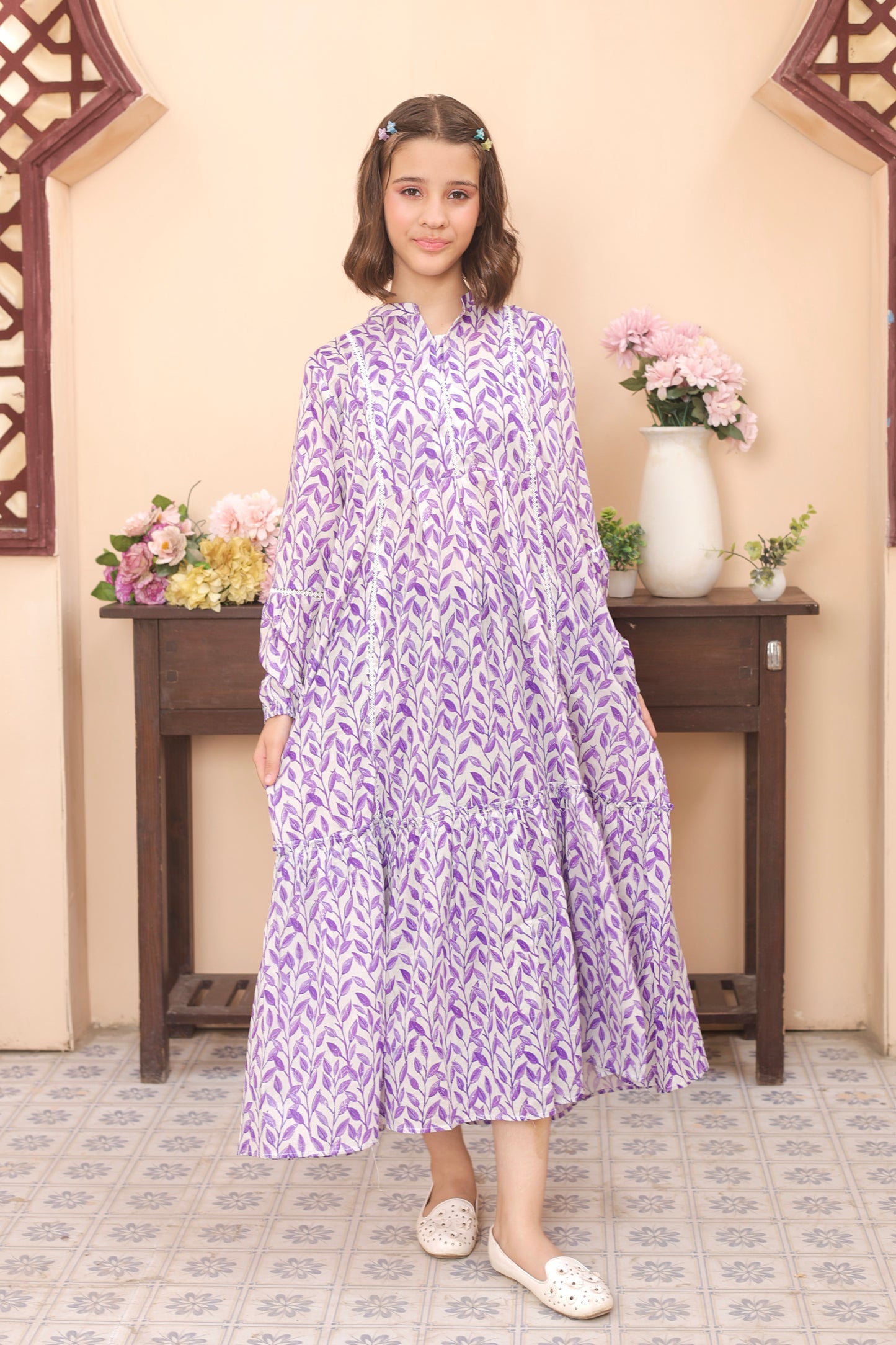 Purple Leaf - Cotton Lawn