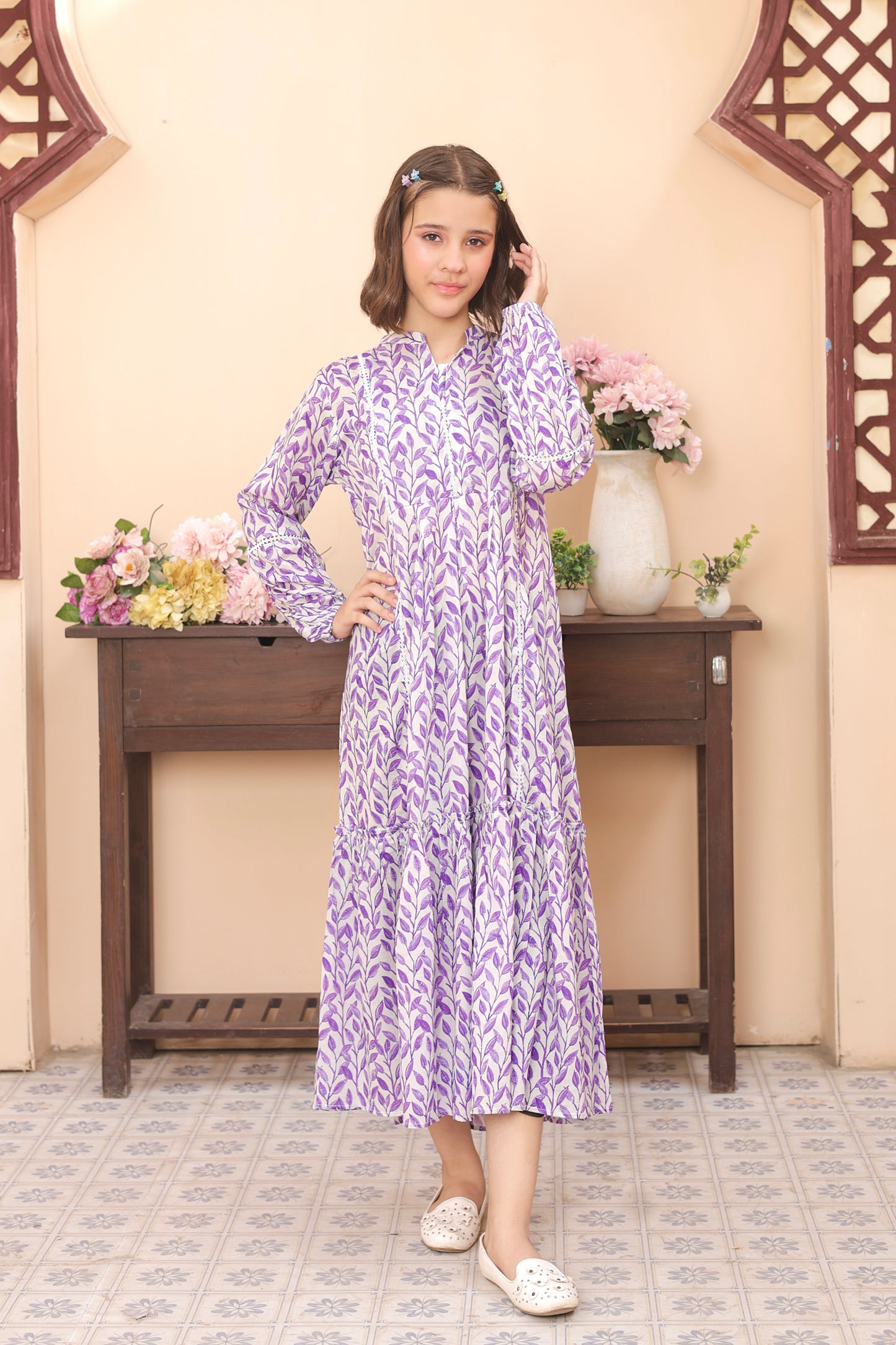 Purple Leaf - Cotton Lawn