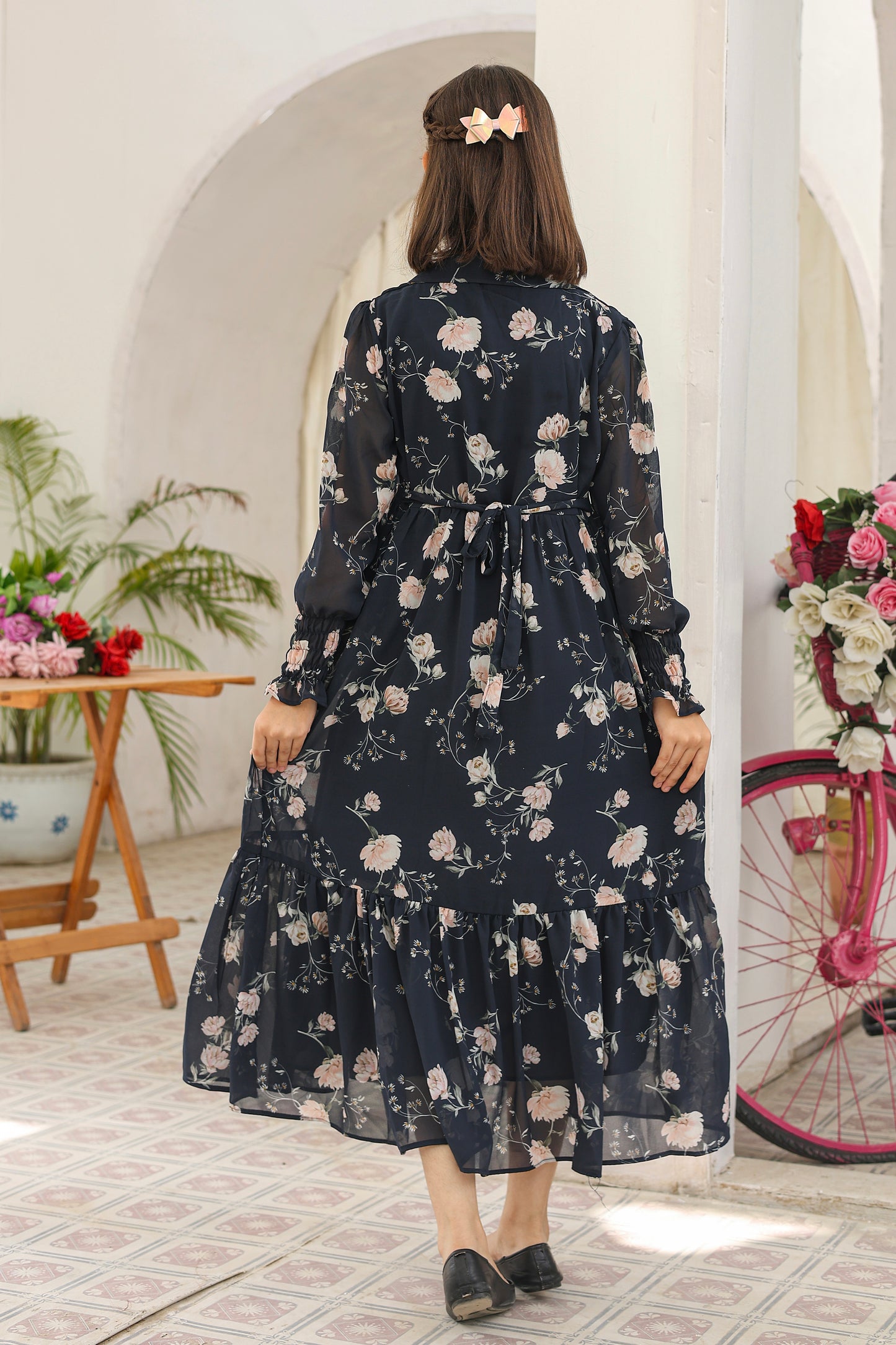 Navy Bloom - Chiffon