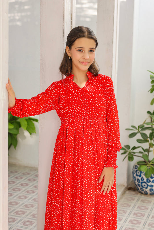 Red polka - Chiffon