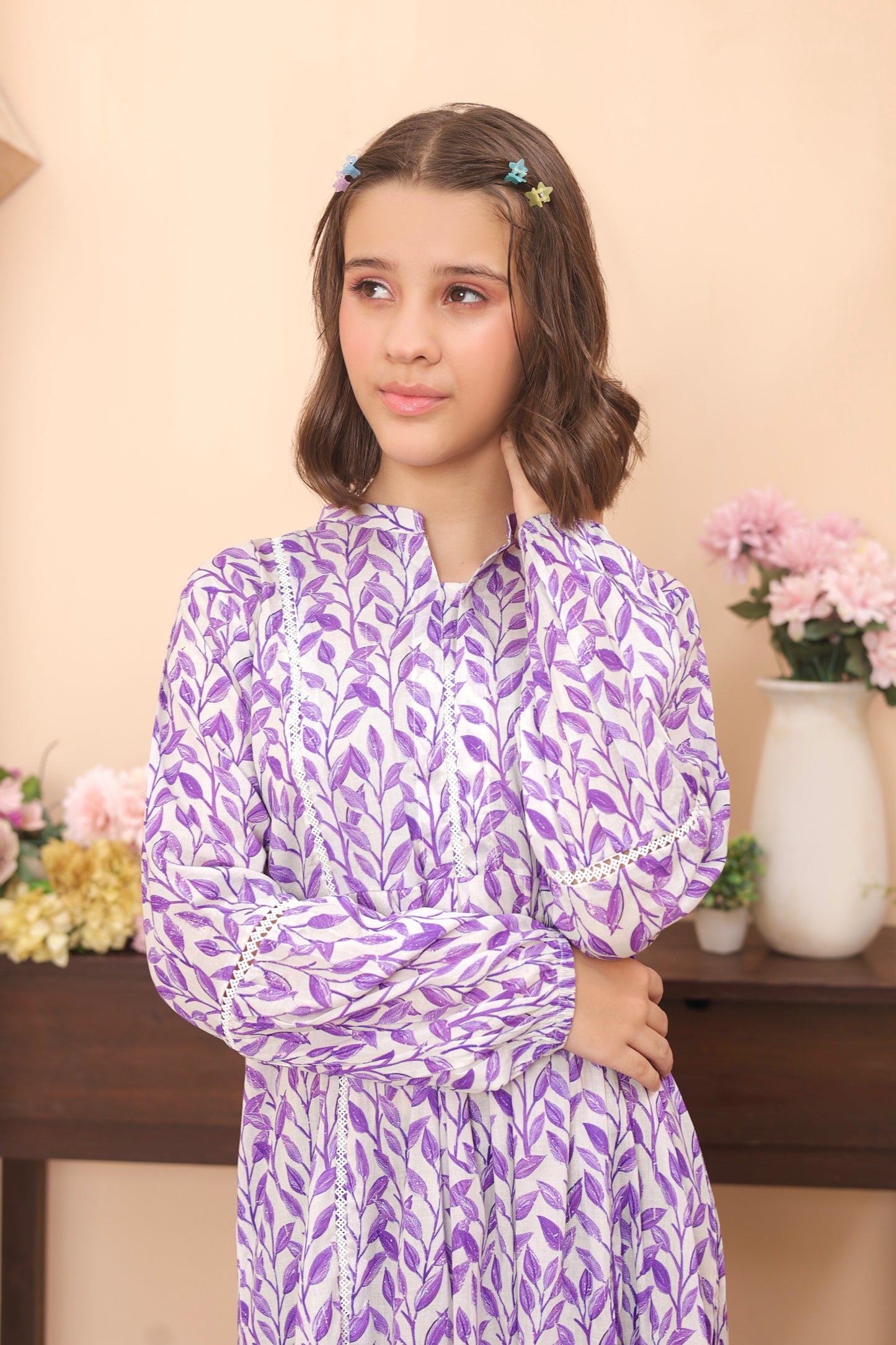 Purple Leaf - Cotton Lawn
