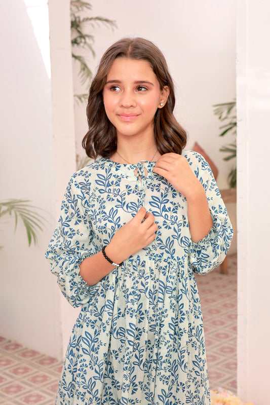 Navy Leaf - Cotton Lawn