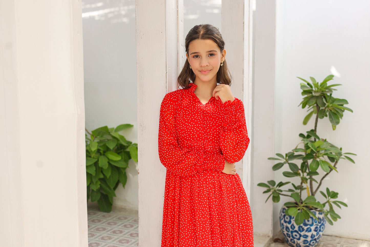 Red polka - Chiffon