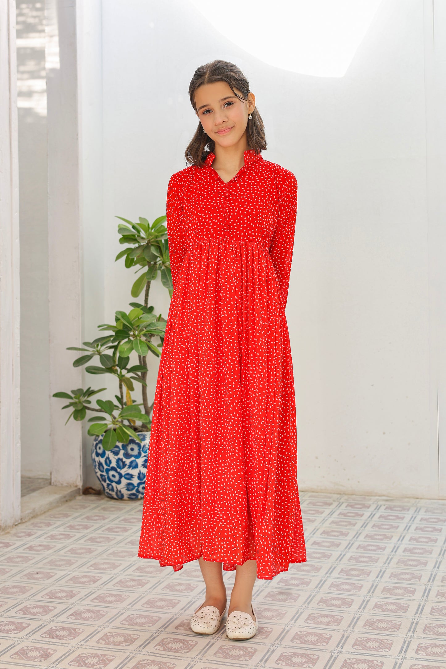 Red polka - Chiffon