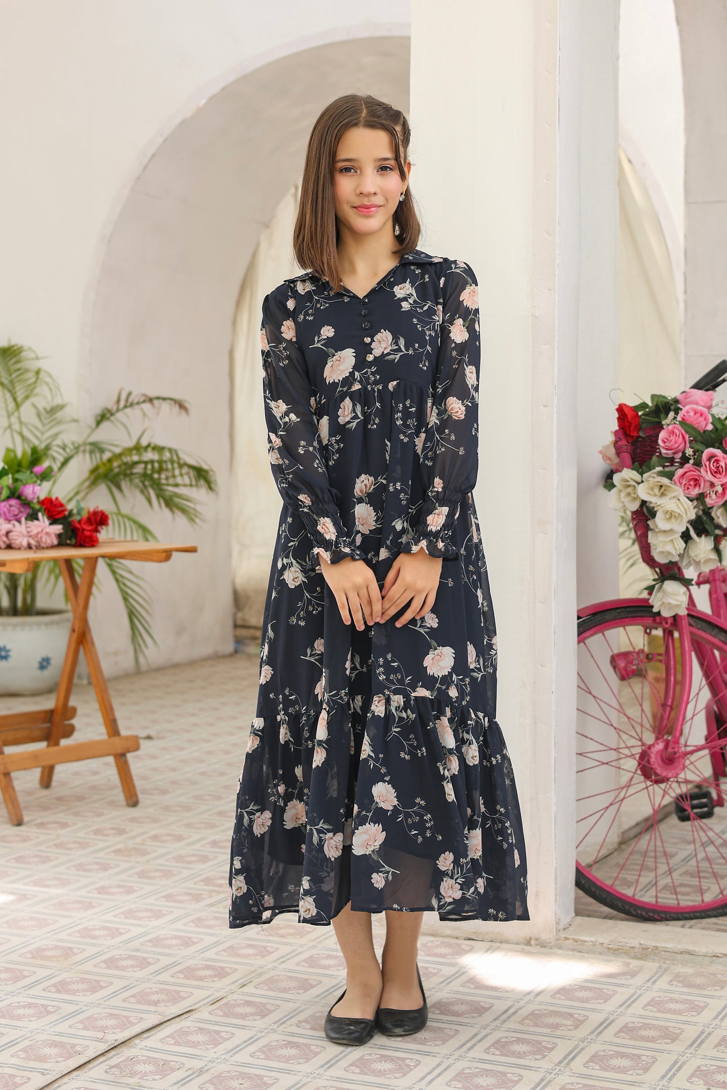 Navy Bloom - Chiffon