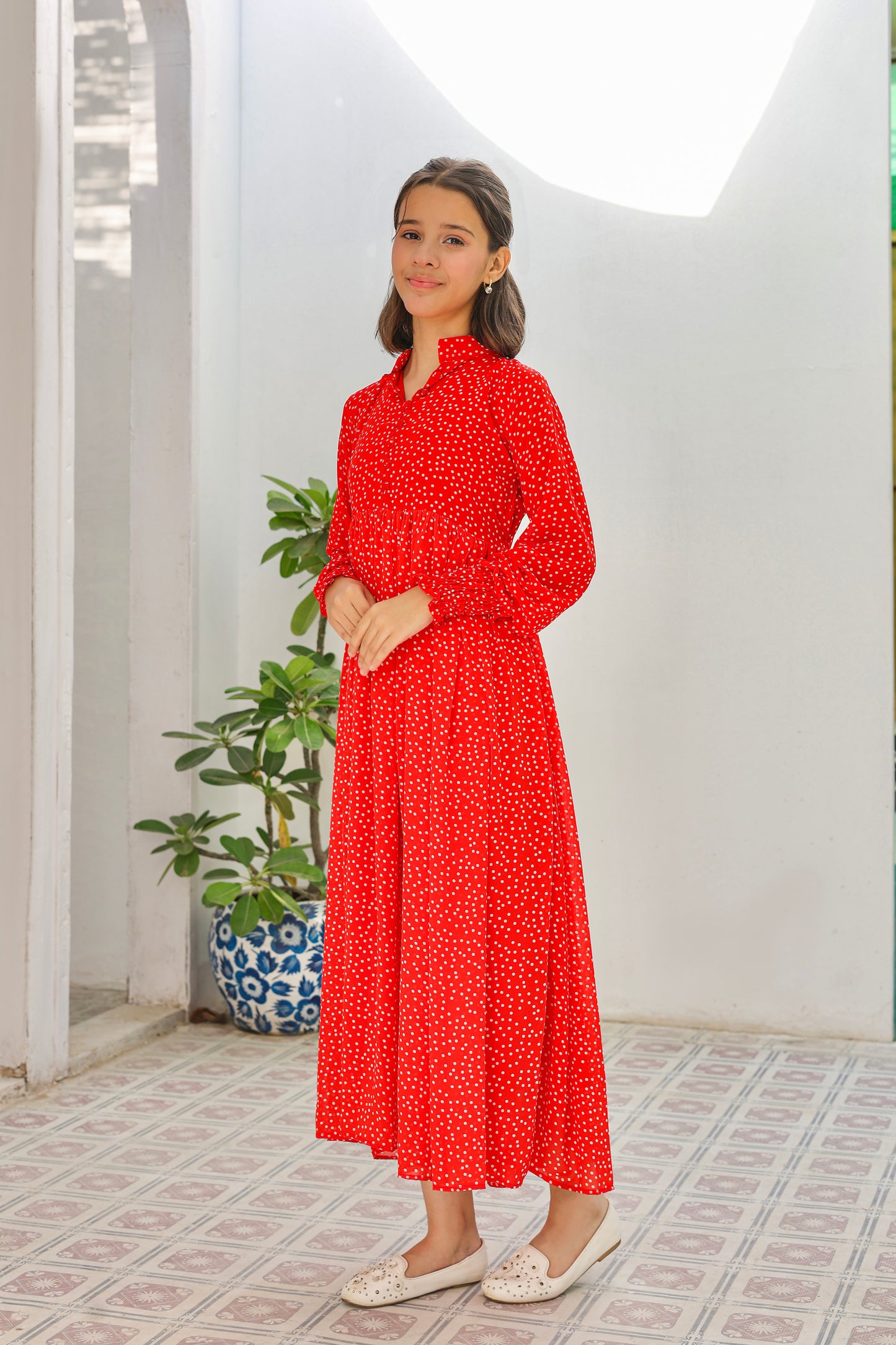 Red polka - Chiffon
