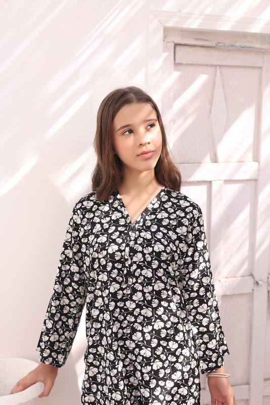 Monochrome Leaf – 2pc Linen