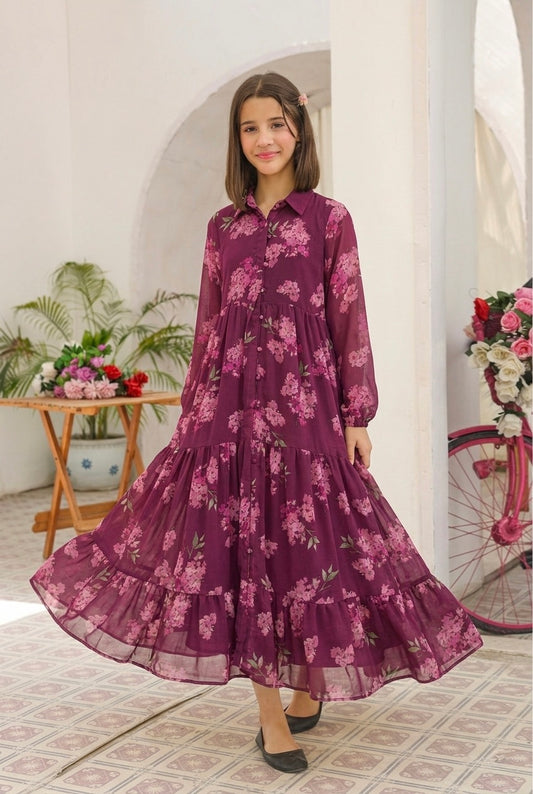 Purple Floral - Chiffon