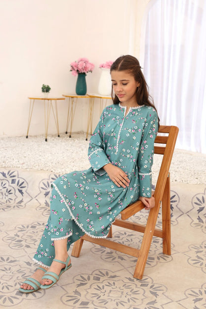 Turquoise Blossom – 2pc Linen