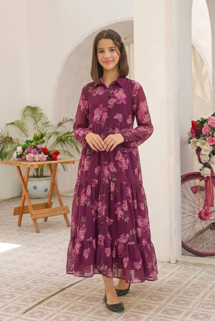 Purple Floral - Chiffon