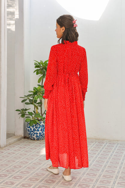 Red polka - Chiffon