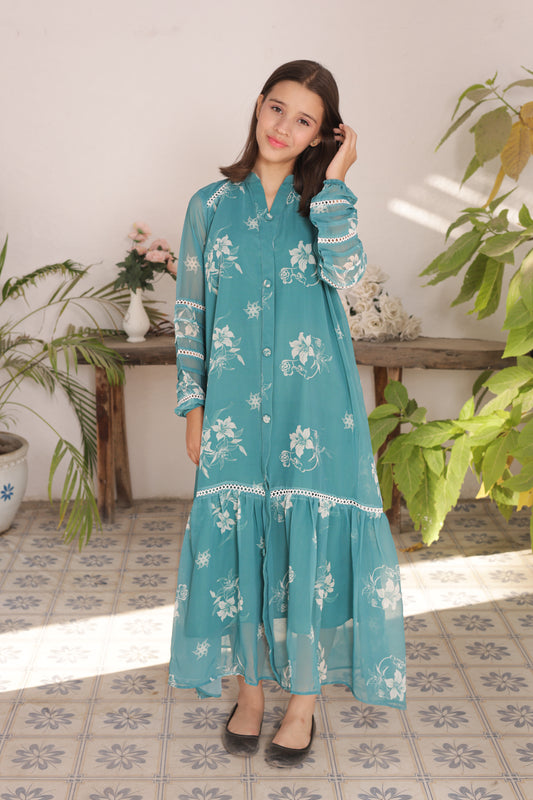 Teal Bloom - Chiffon