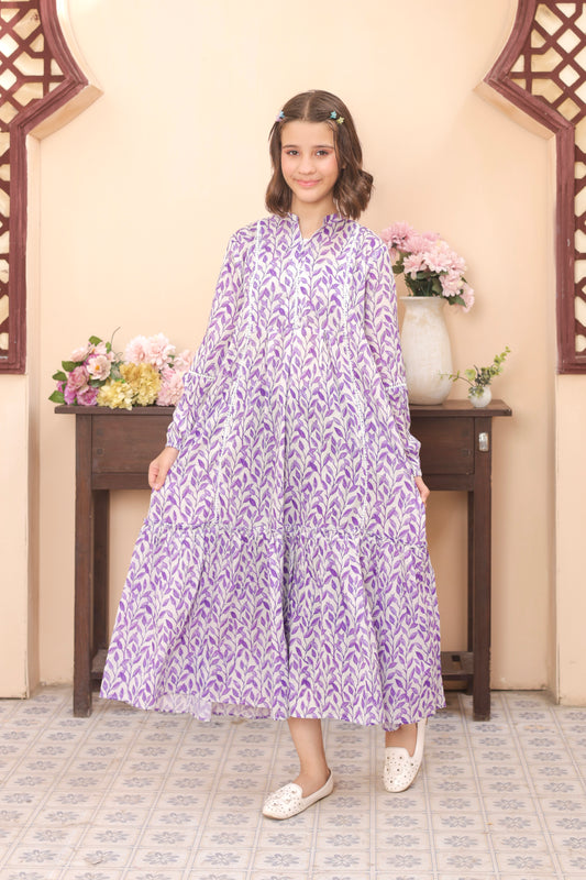 Purple Leaf - Cotton Lawn