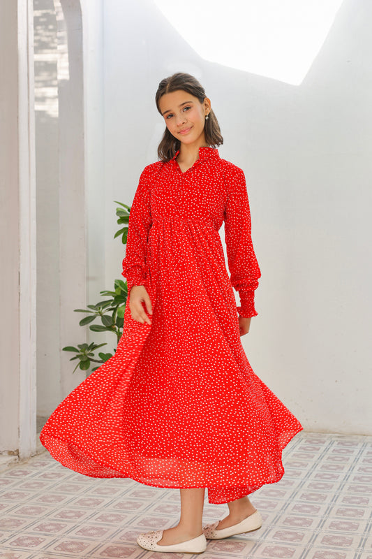Red polka - Chiffon