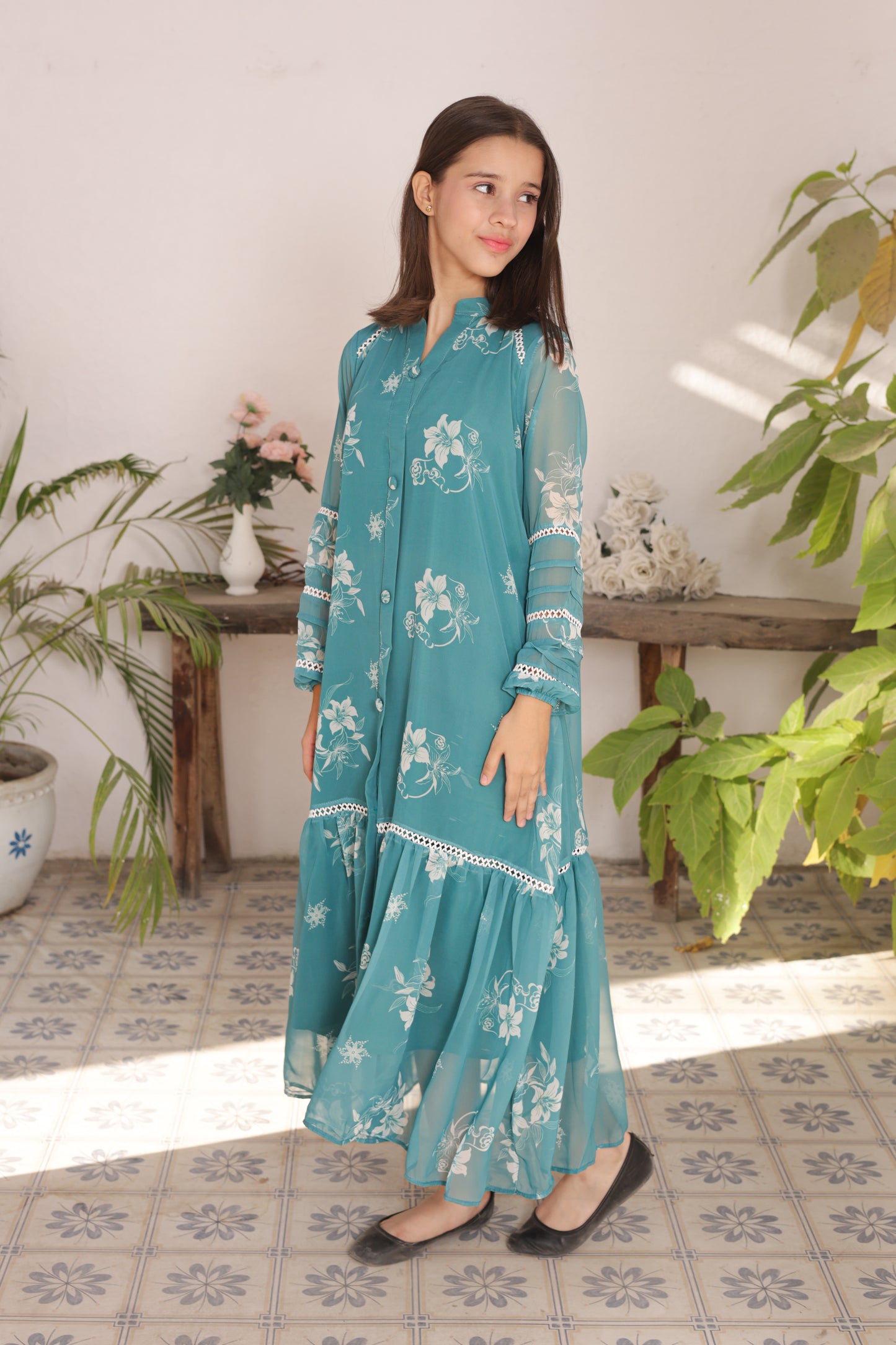 Teal Bloom - Chiffon