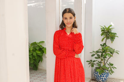 Red polka - Chiffon