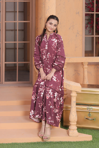 Maroon Blossom Grace - Linen