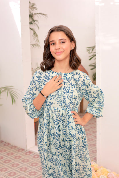 Navy Leaf - Cotton Lawn