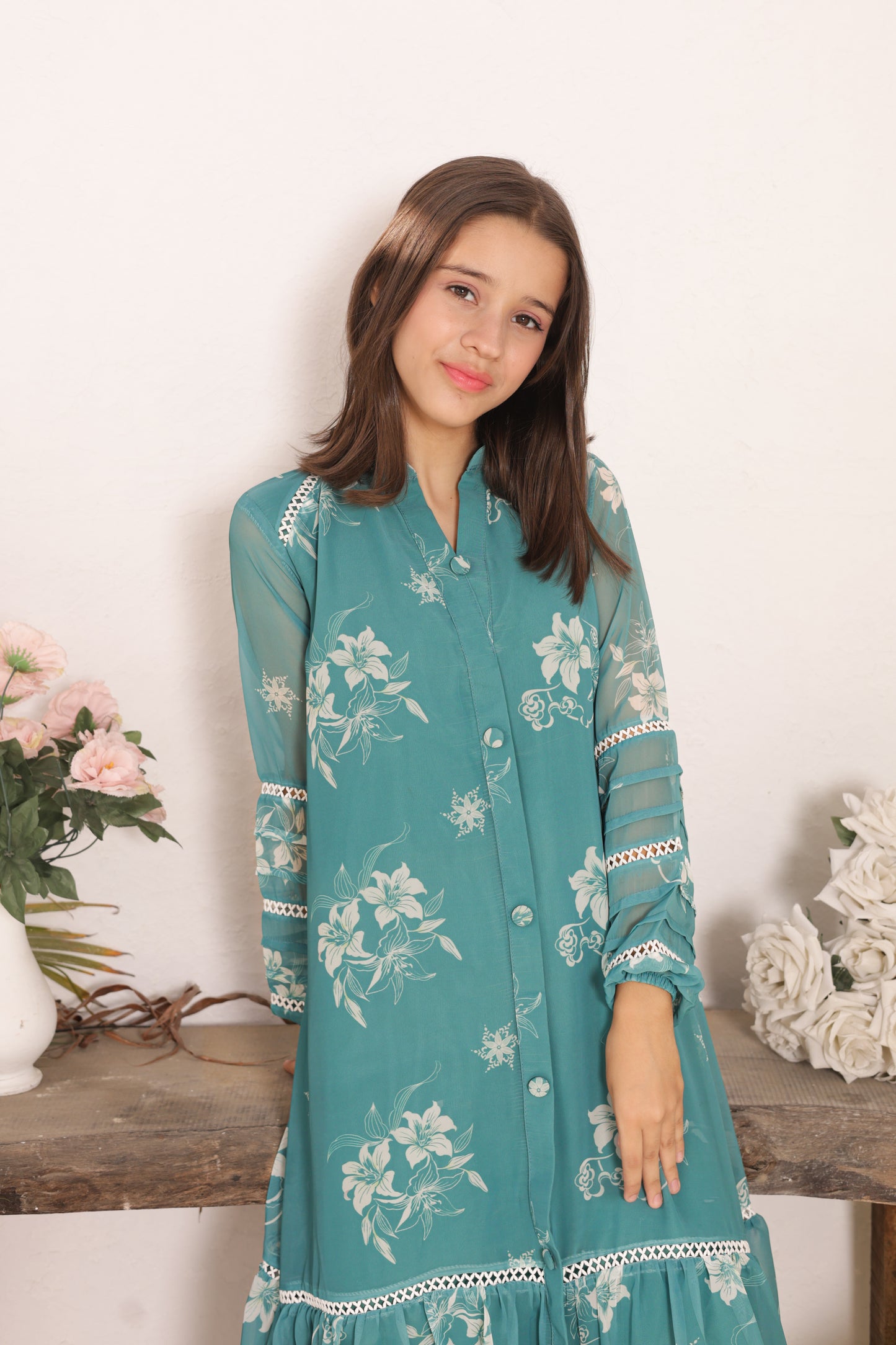 Teal Bloom - Chiffon