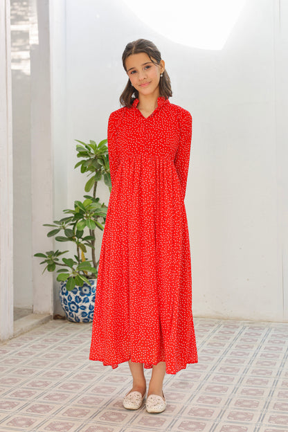 Red polka - Chiffon