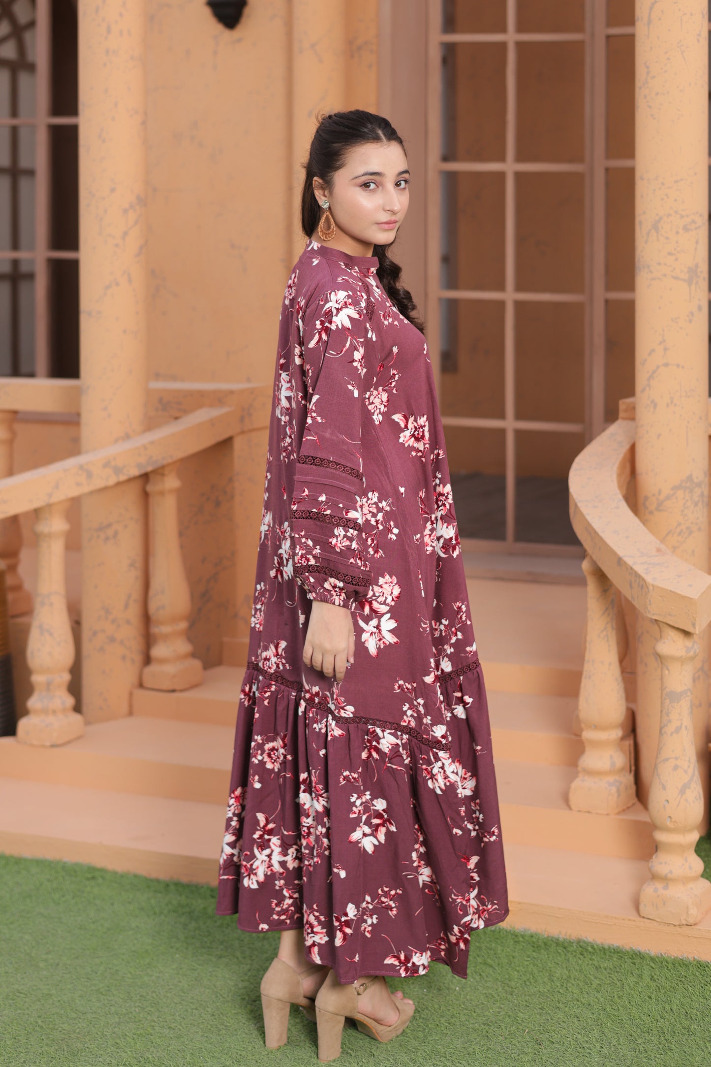 Maroon Blossom Grace - Linen