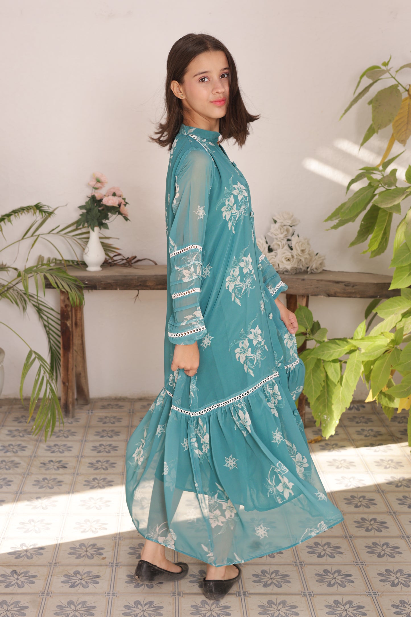 Teal Bloom - Chiffon