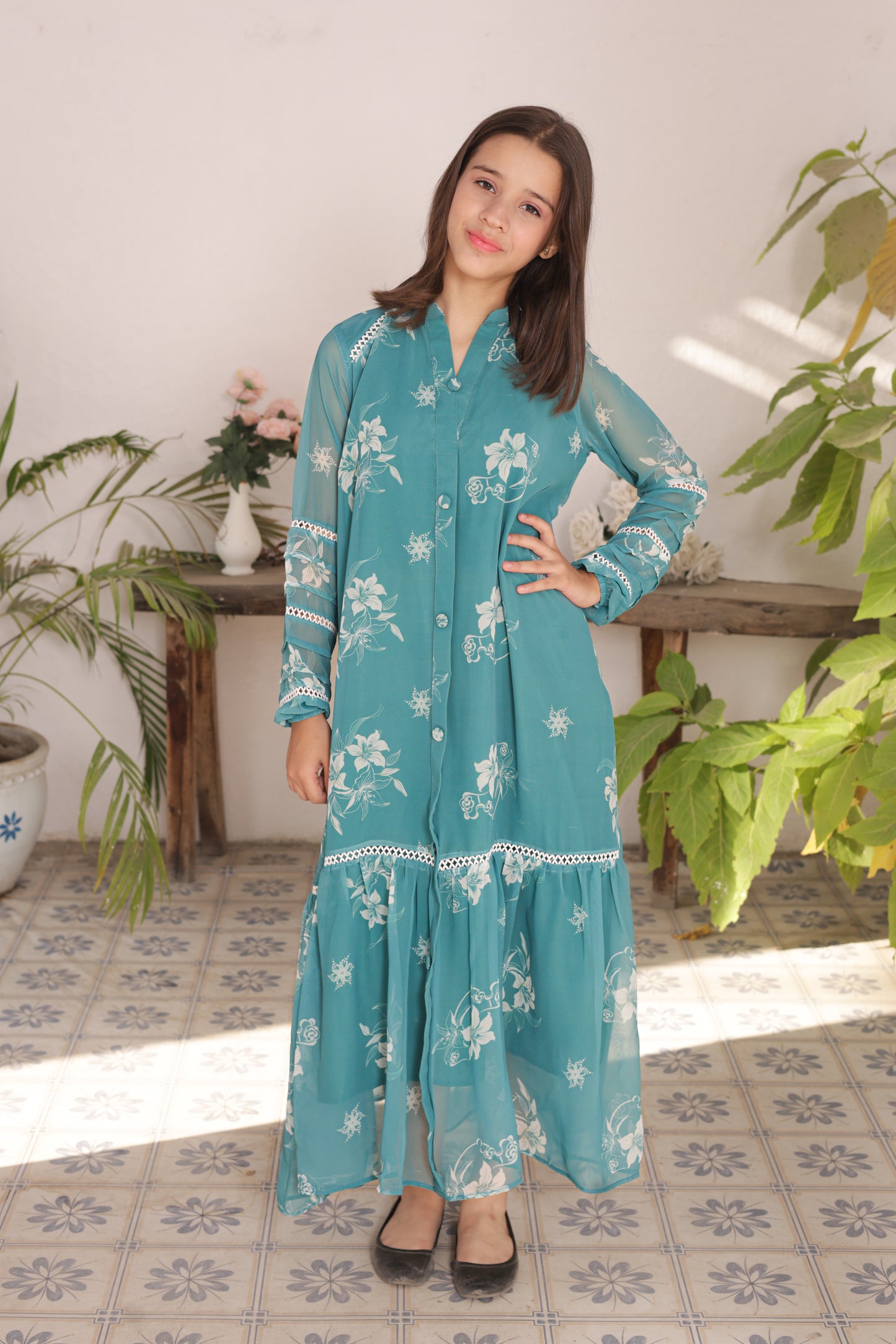 Teal Bloom - Chiffon