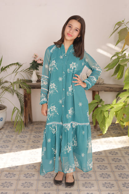 Teal Bloom - Chiffon