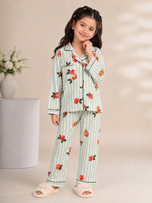 Peach Stripe 2pc - Night Suit