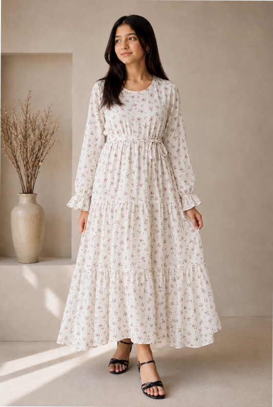 Ivory Bloom Maxi - Chiffon 🌸