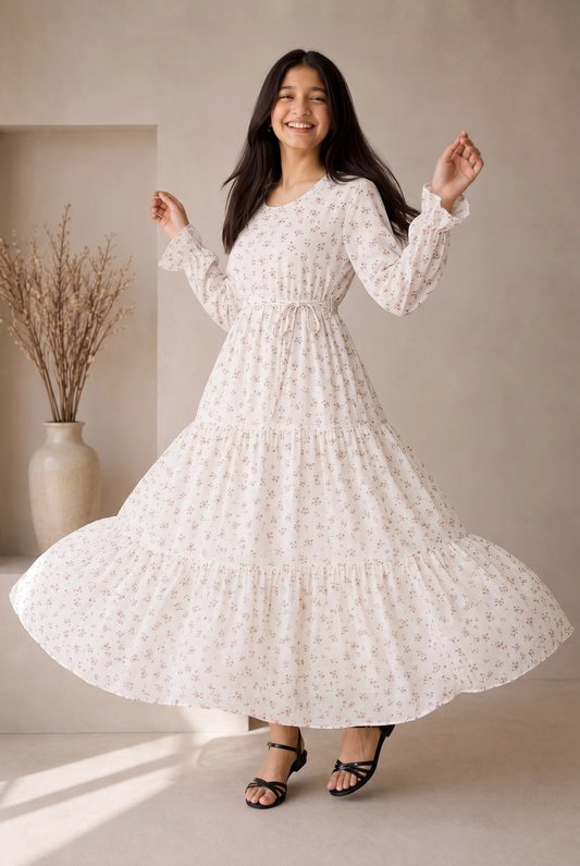 Ivory Bloom Maxi - Chiffon 🌸