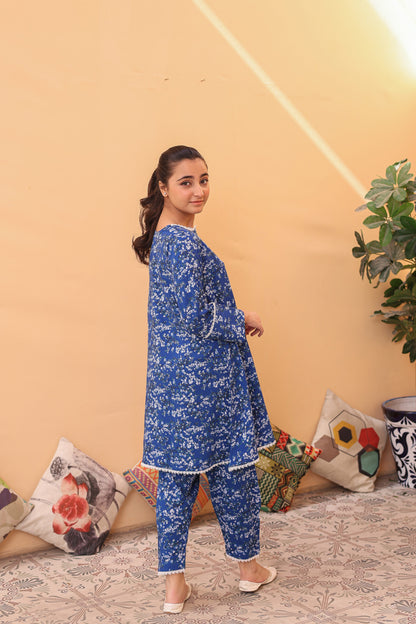 Azure Bloom – 2pc Linen
